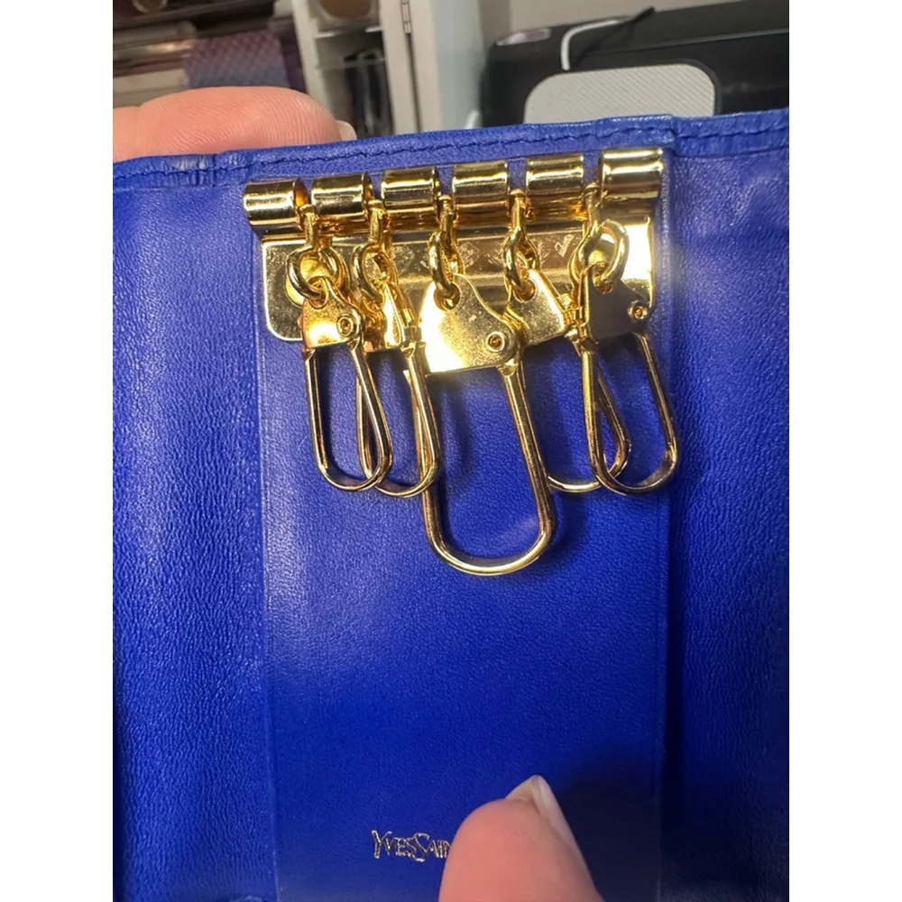 Women's Yves Saint Laurent Blue Leather Key Holder - Picture 8 of 10